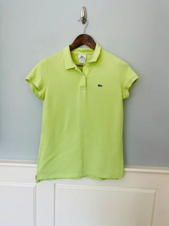 Lacoste Preppy Women's Feminine Fitted Polo Shirt Key Lime Green 44 - Picture 2 of 8